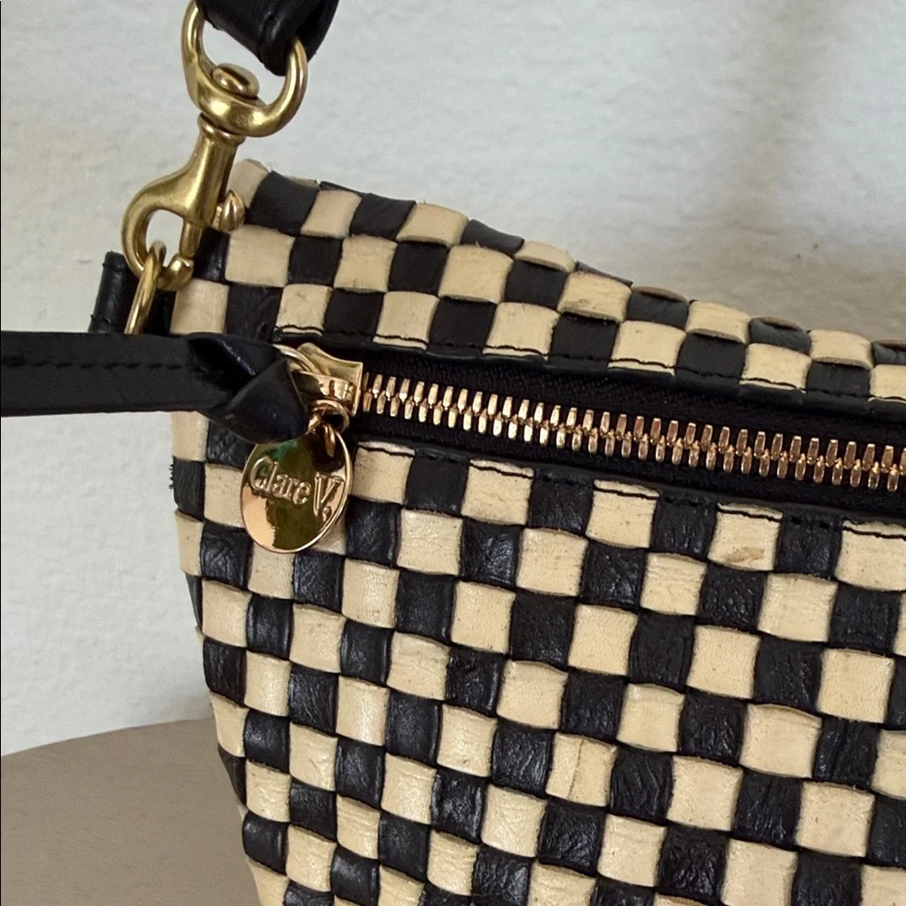 Clare V Black and Tan Checkered Crossbody Bag - Picture 3 of 8